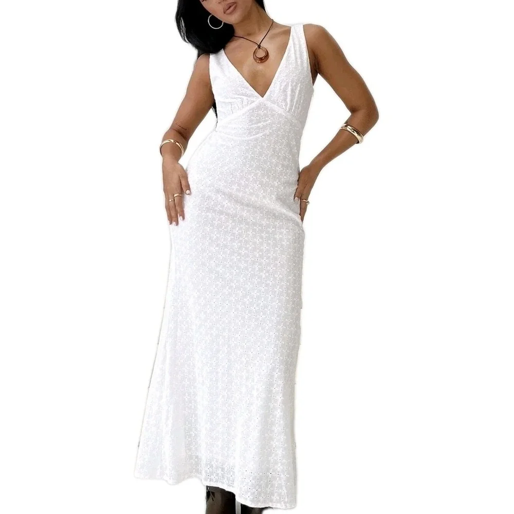 Princess Polly Nellie Anglaise Maxi Dress Blue Size US 12 New